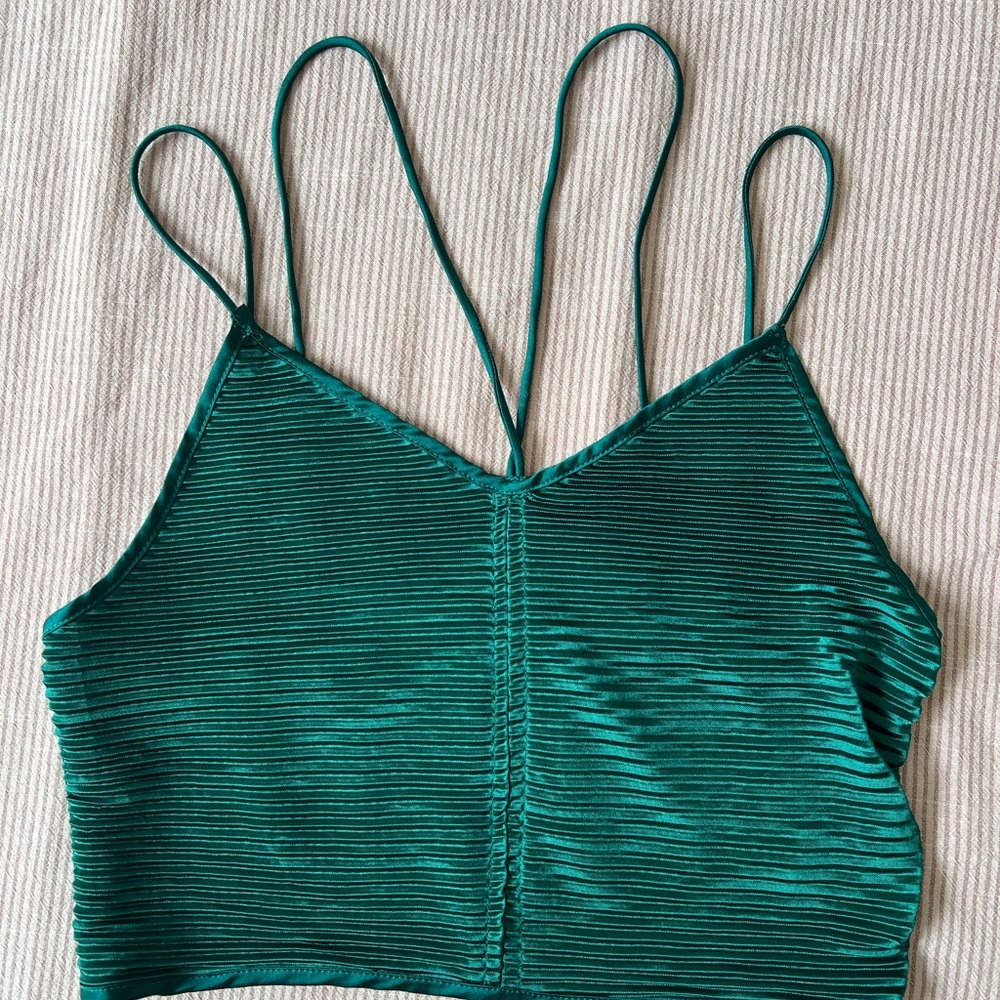 Green Strappy Crop Top